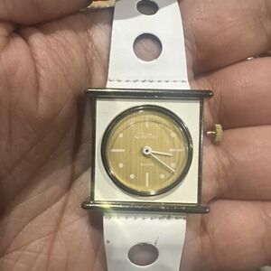 VTG Rare Chateau Swiss Manual Wind White Ladies Watch 26mm Works -Broken Crown